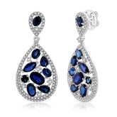 1.09ct Diamond & 5.34ct Blue Sapphire 14k White Gold Earring